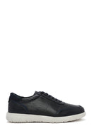 Erkek Lacivert Bağcıklı Deri Casual Sneaker | Derimod