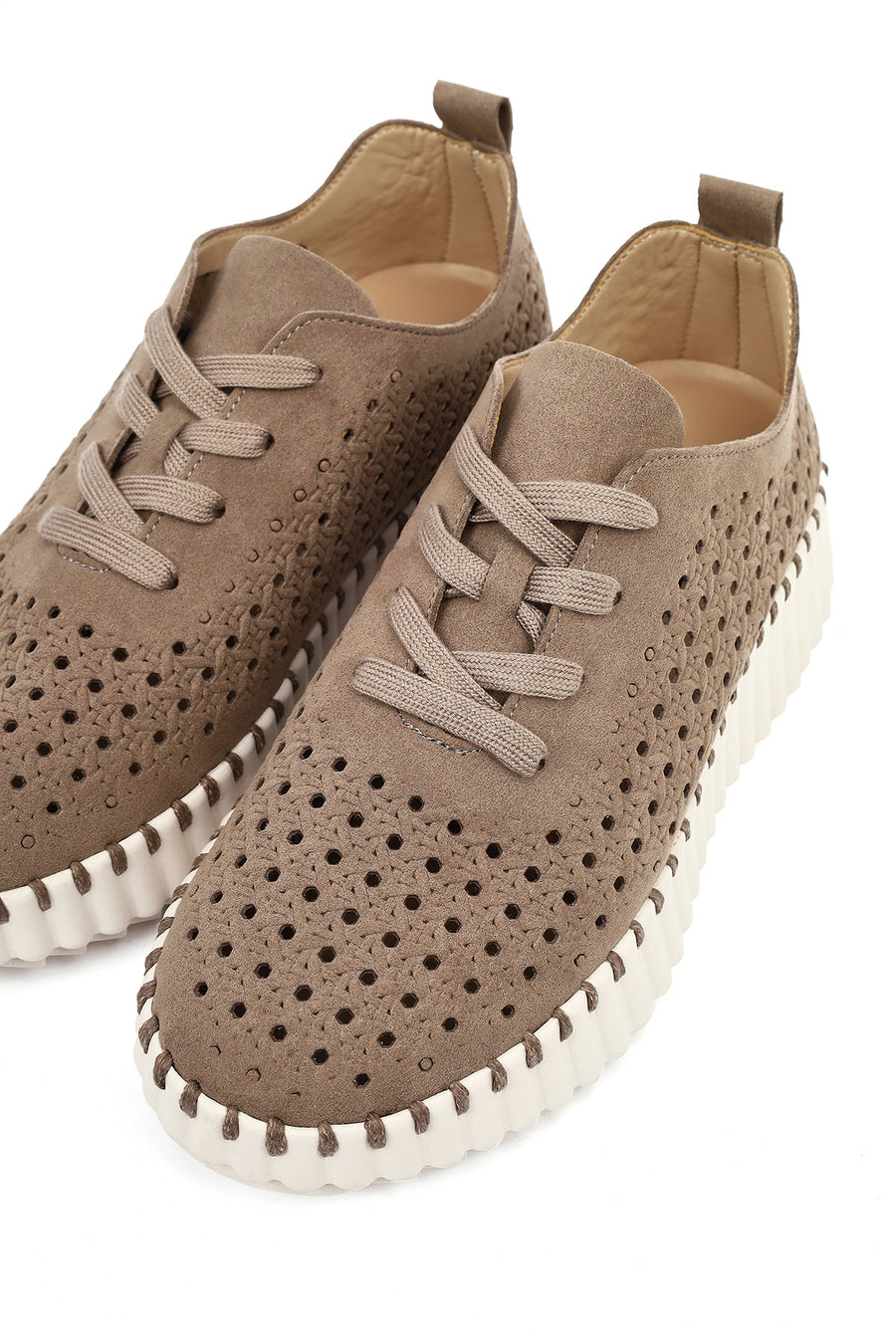 Woman Mink Lace-Up Thick-Soled Patterned Suede Comfort Shoes
