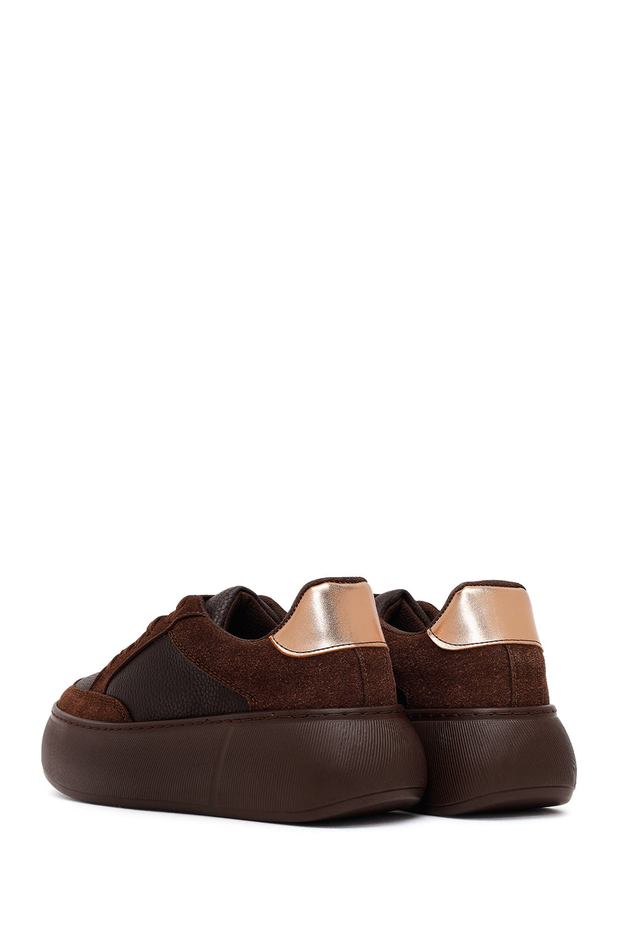 Woman Brown Lace-Up Chunky Sneaker