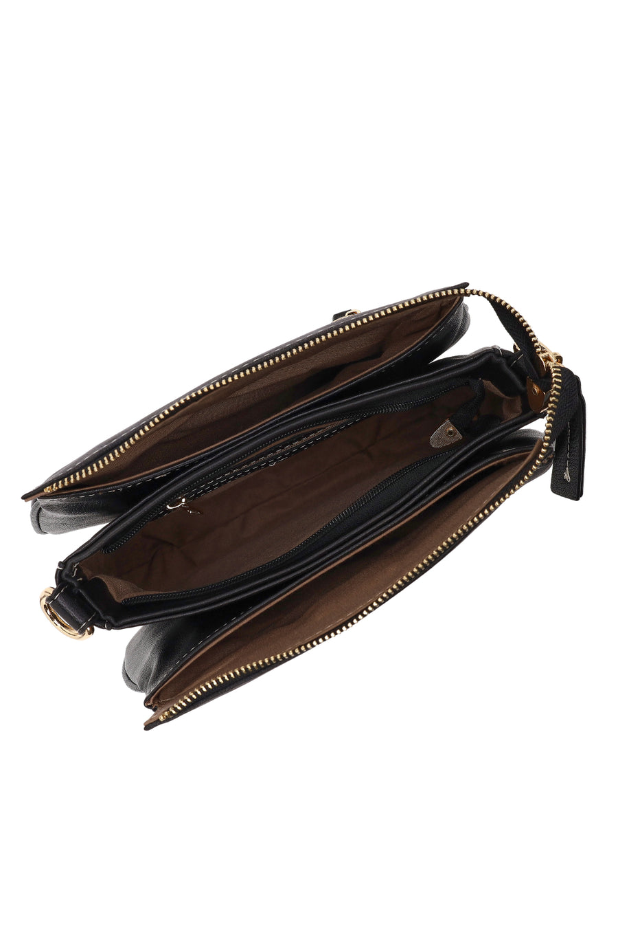 Woman Black Long-Strap Nubuck Crossbody Bag