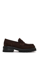 Woman Brown Thick-Soled Suede Loafer | Derimod