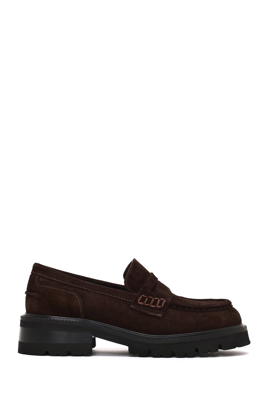 Woman Brown Thick-Soled Suede Loafer AF130002DS | Derimod