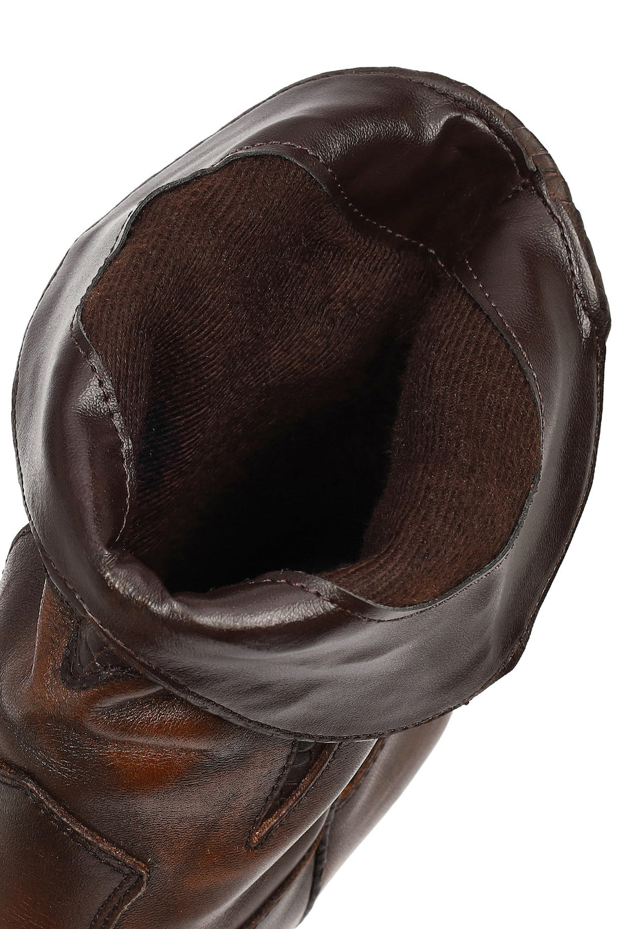 Women's Brown Short Chunky Heel Leather Cowboy Boots