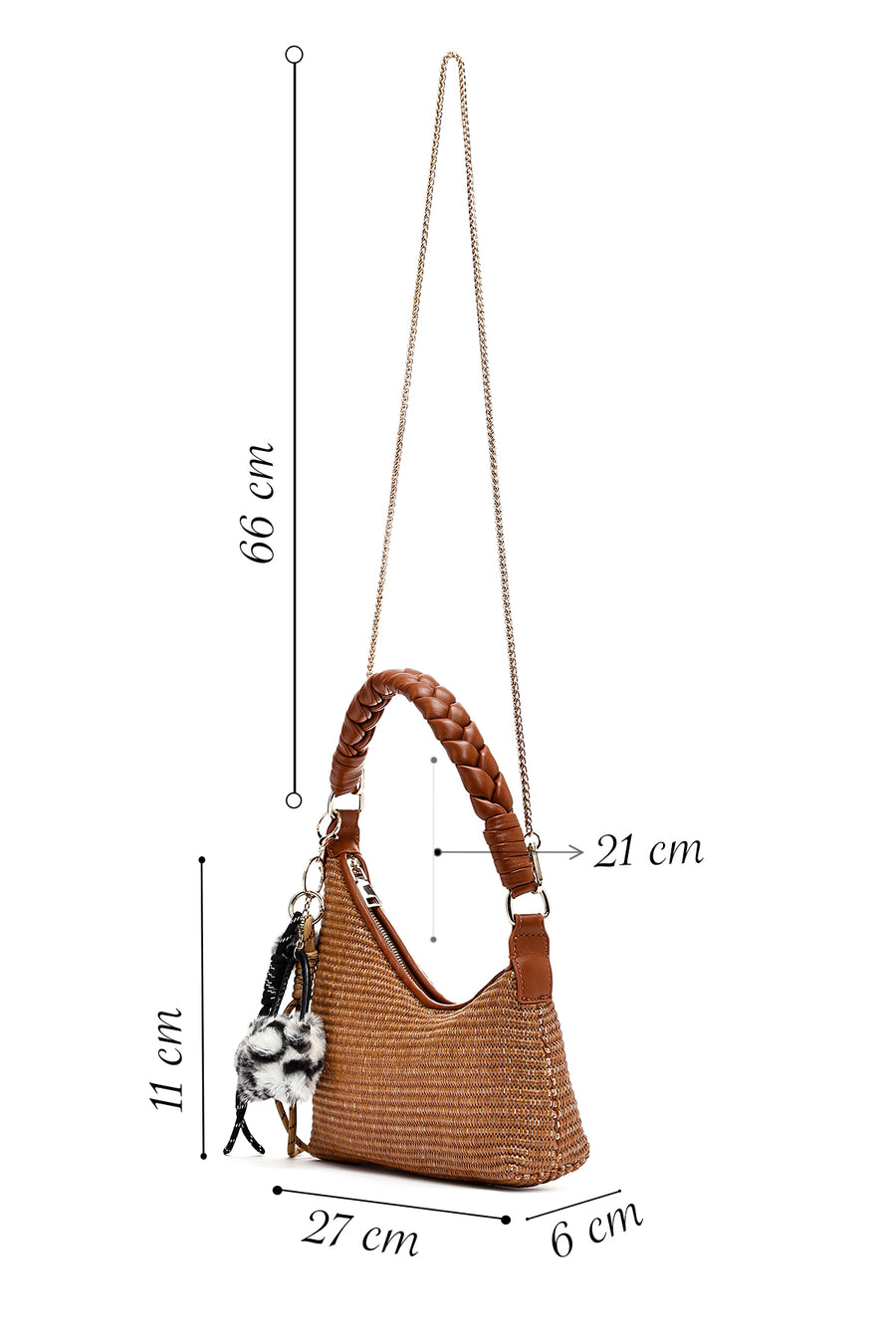 Women's Brown Accessory Straw Shoulder Bag