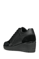 Geox Women's Black Wedge Heel Lace-Up Casual Sneakers | Derimod