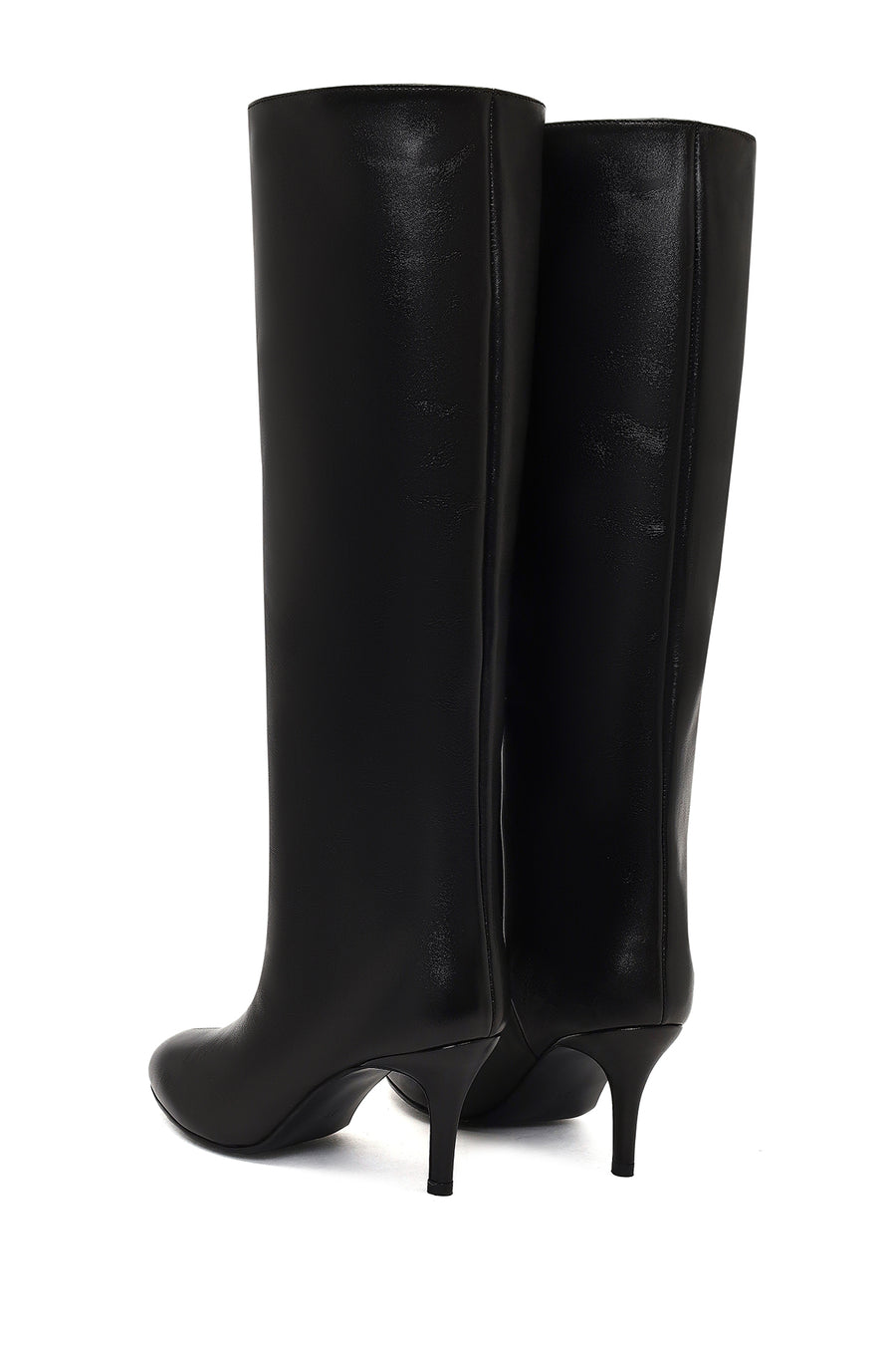 Woman Black Thin High-Heeled Leather Boots