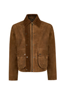 Freedom Woman Camel Oversize Suede Leather Jacket | Derimod