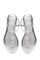 Women's Silver Stone Flip-Flop Sandals | Derimod