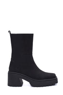 Women's Leather Nubuck Heeled Boots | Derimod