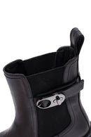 Woman Black Thick Sole Leather Chelsea Boots | Derimod
