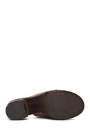 Women's Beige Thick Heeled Suede Leather Slippers | Derimod