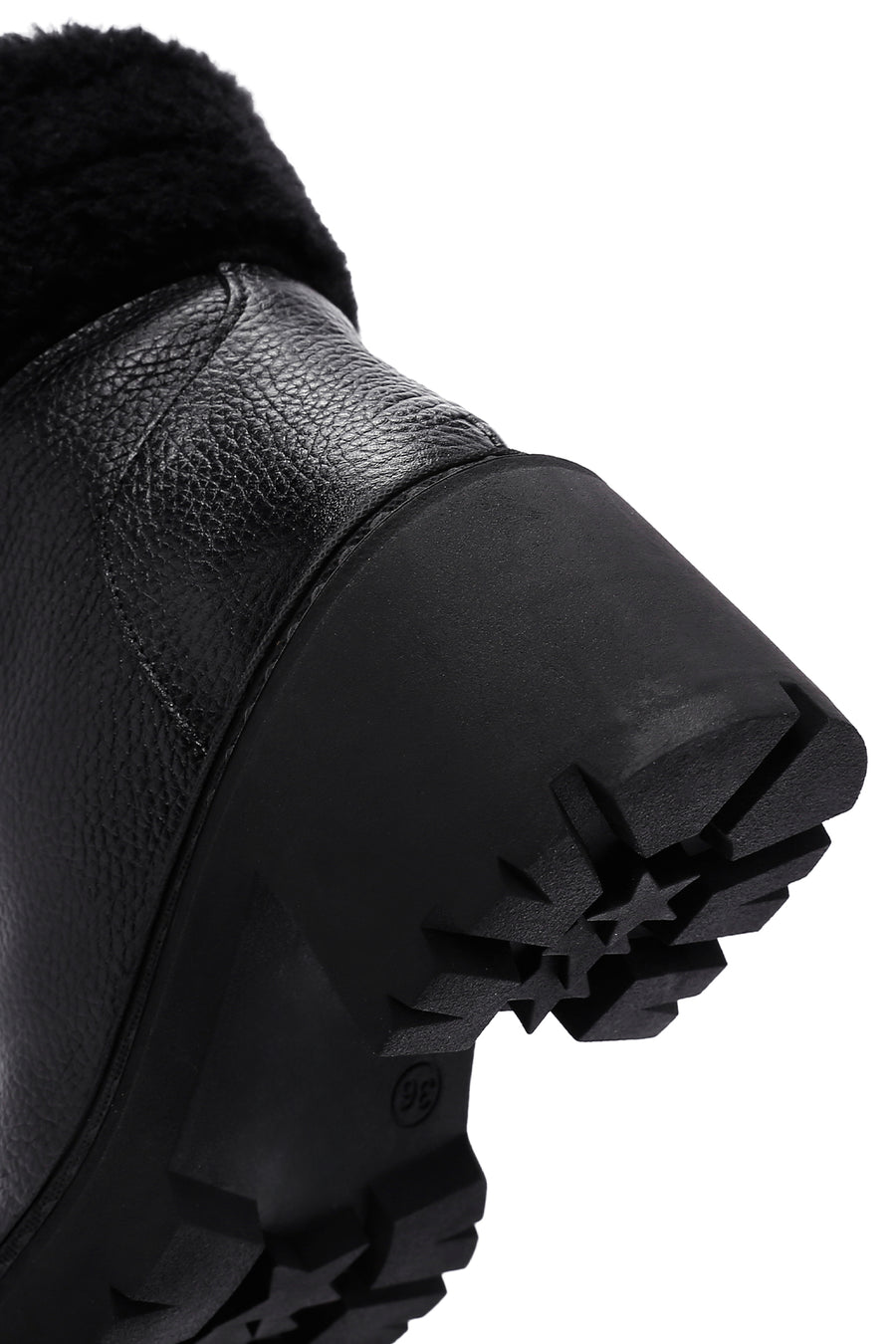 Women's Black Short Heeled Leather Boots