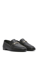 Women's Black Leather Masculine Loafer | Derimod