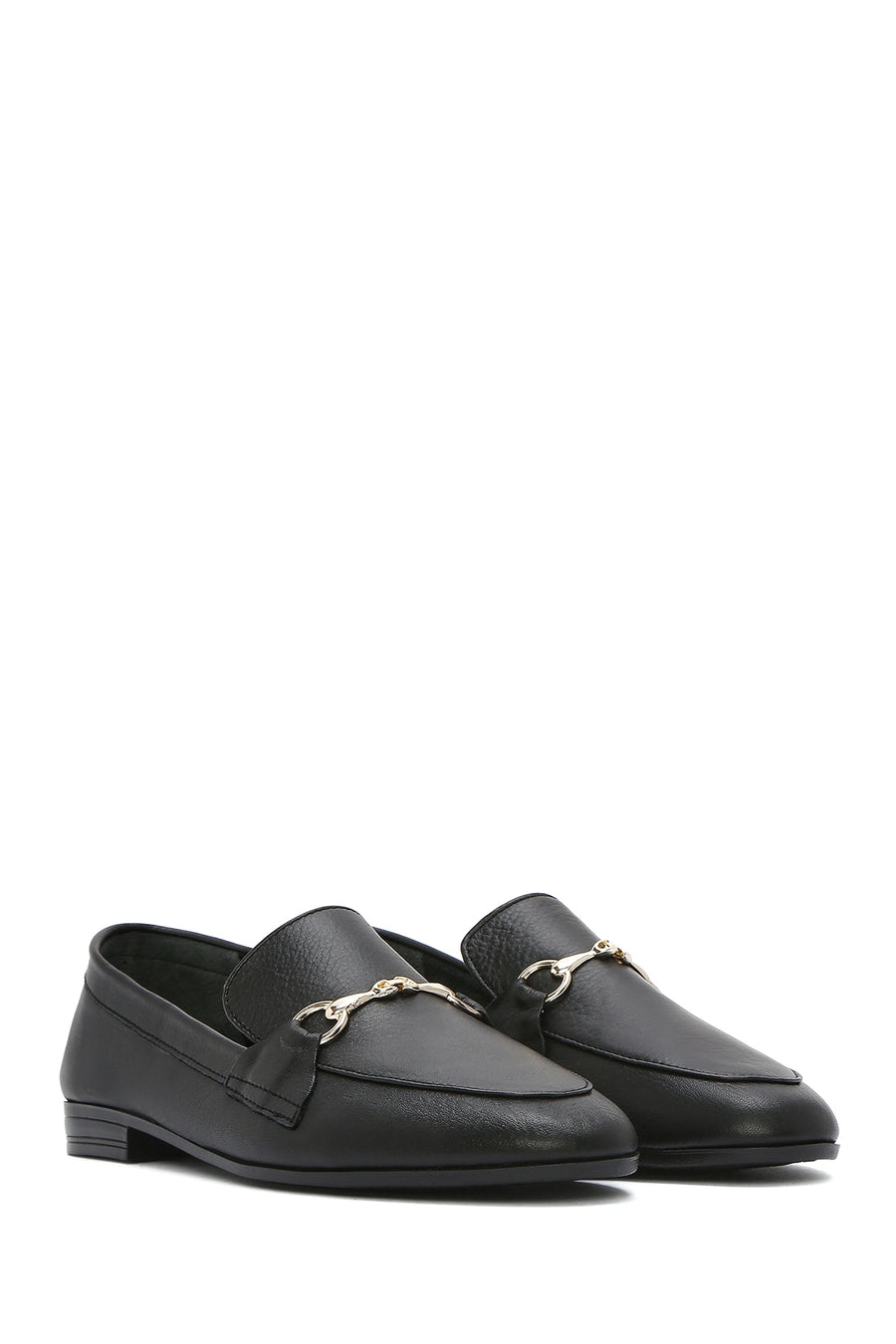 Women's Black Leather Masculine Loafer