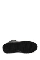 Women's Black Zippered Thick-Sole Leather Boots | Derimod