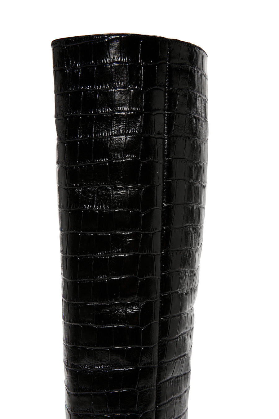 Women's Black Crocodile Patterned Thin Heeled Leather Boots