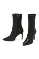 Women's Black Zippered Thin Heeled Leather Boots | Derimod