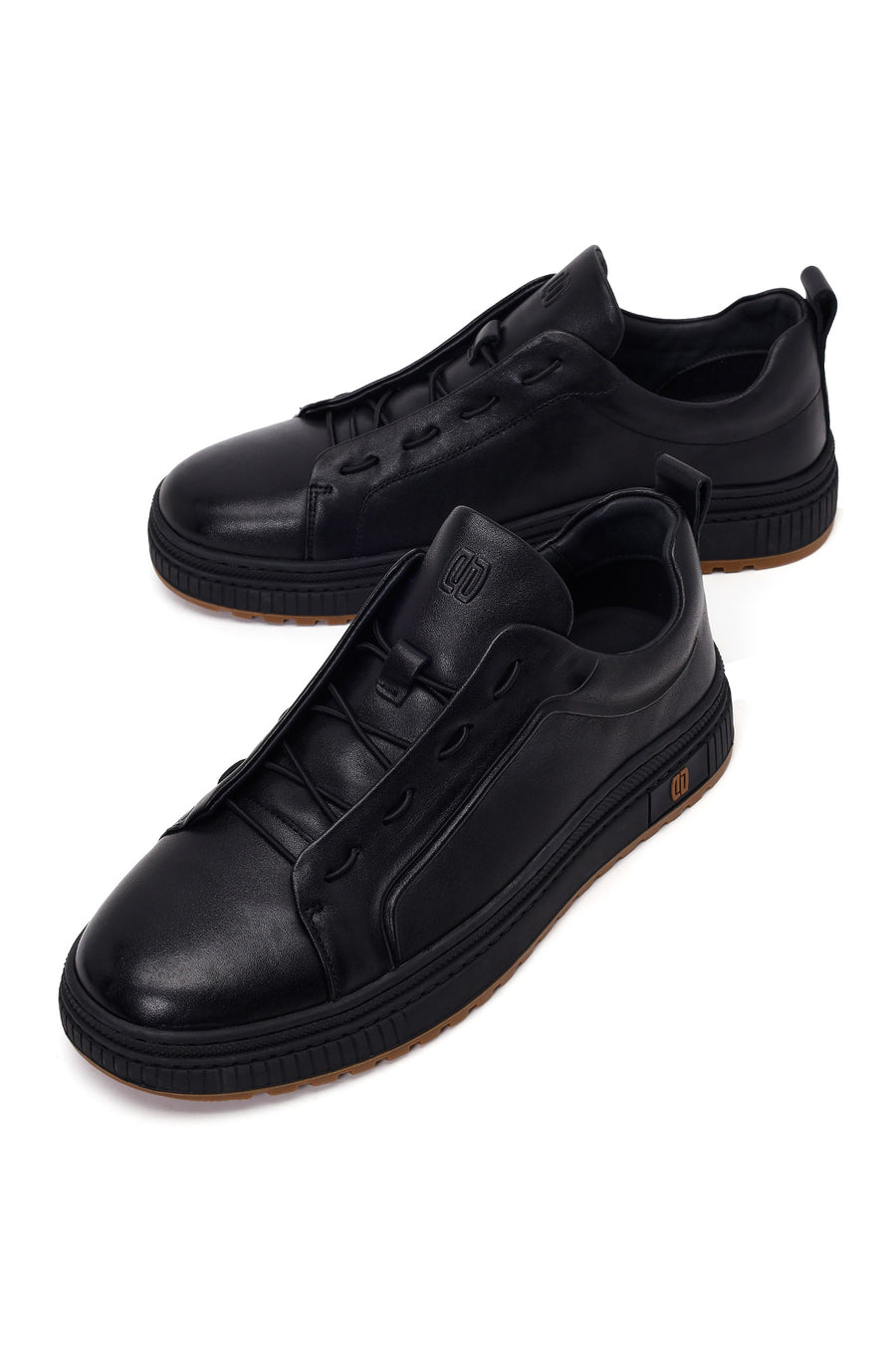 Erkek Siyah Bağcıklı Deri Sneaker
