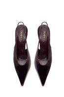 Woman Burgundy Backless Thin-Heeled Patent Leather Leather Shoes | Derimod
