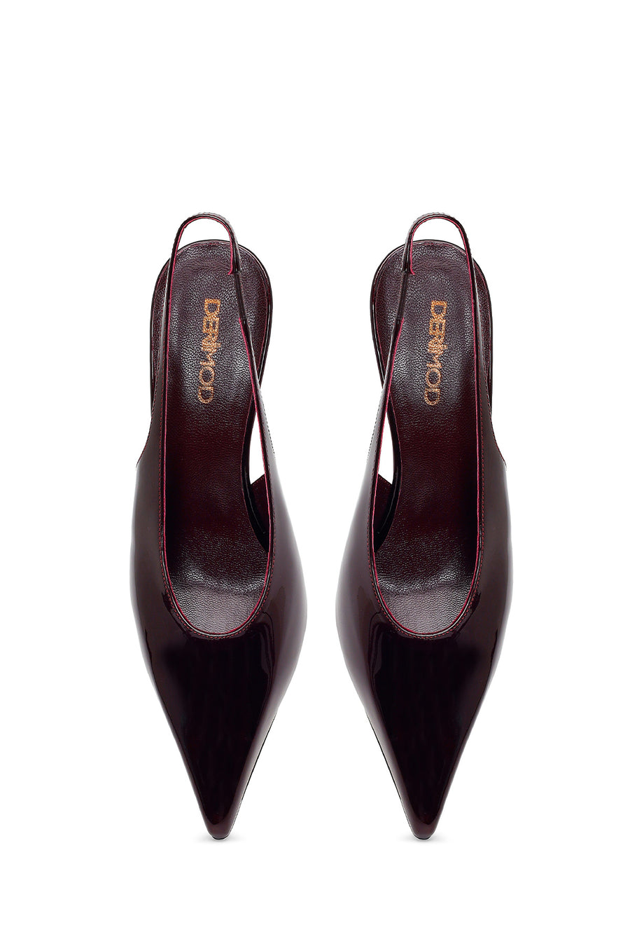 Woman Burgundy Backless Thin-Heeled Patent Leather Leather Shoes