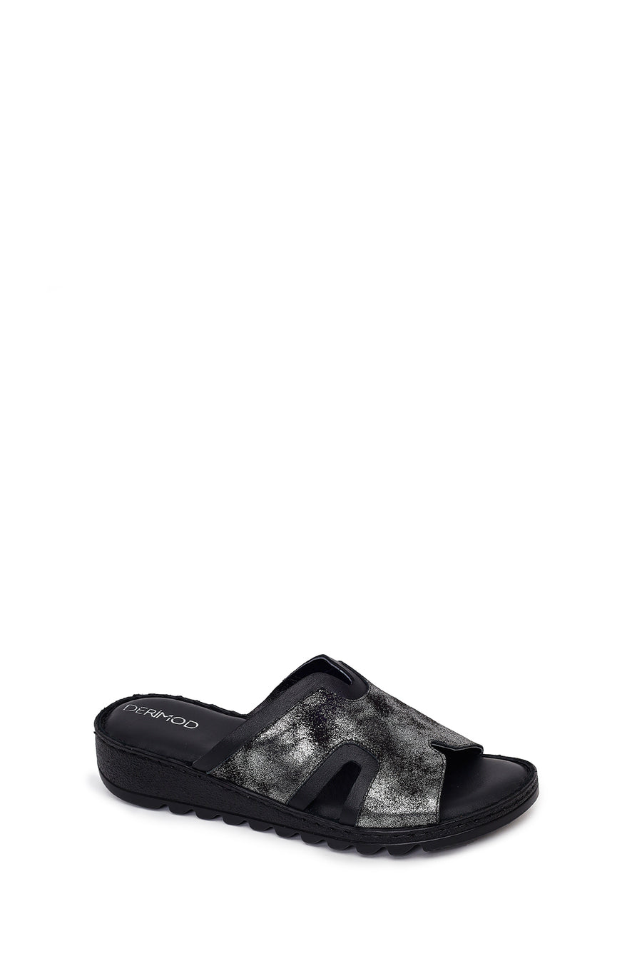 Woman Black Leather Comfort Slipper