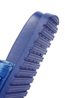 Women's Blue Knitted Detailed Jelly Slippers | Derimod