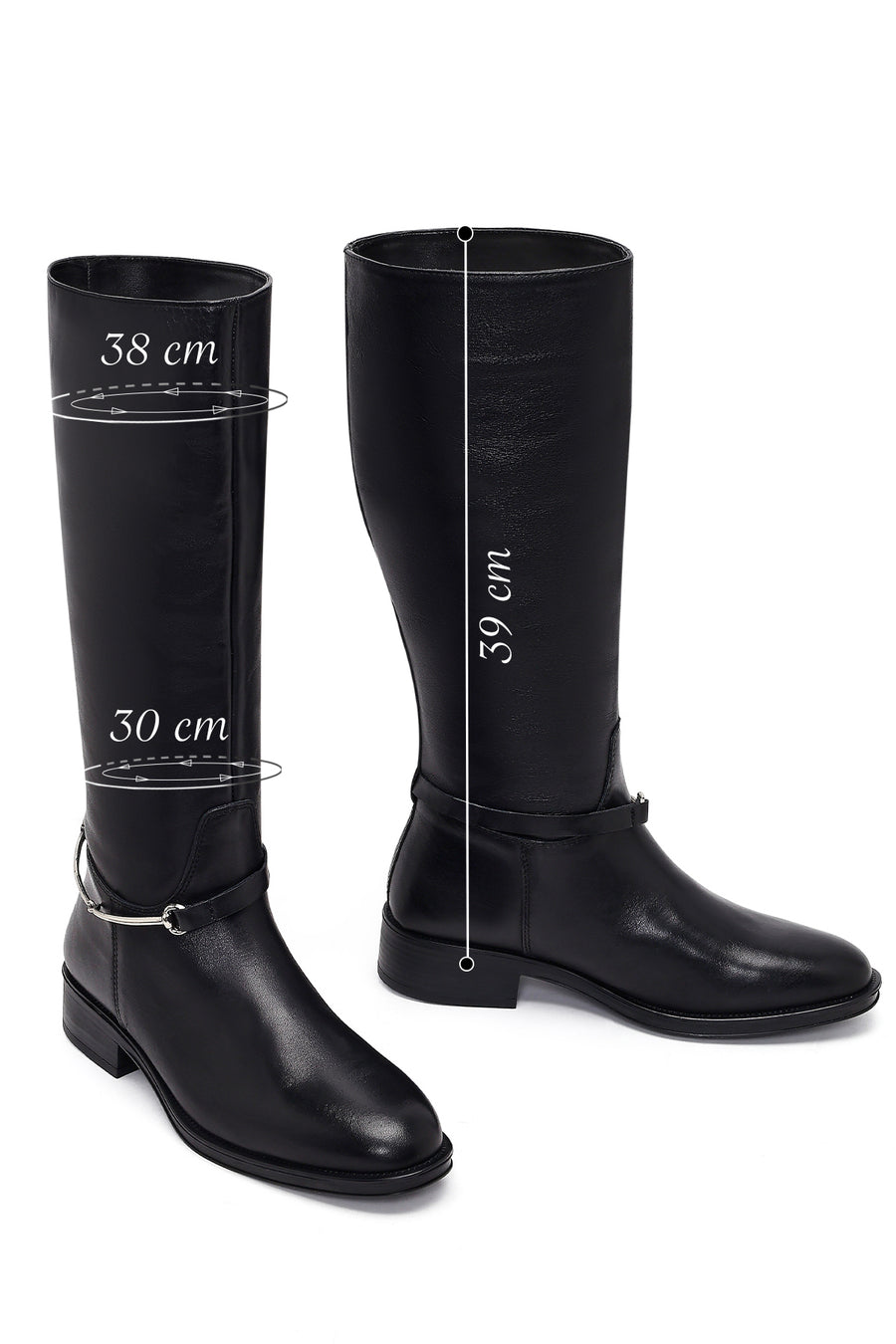 Women's Black Leather Boots with Accessories