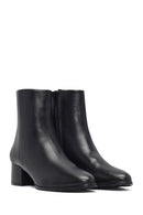 Woman Black Zippered Low Heeled Shoes Leather Boat | Derimod