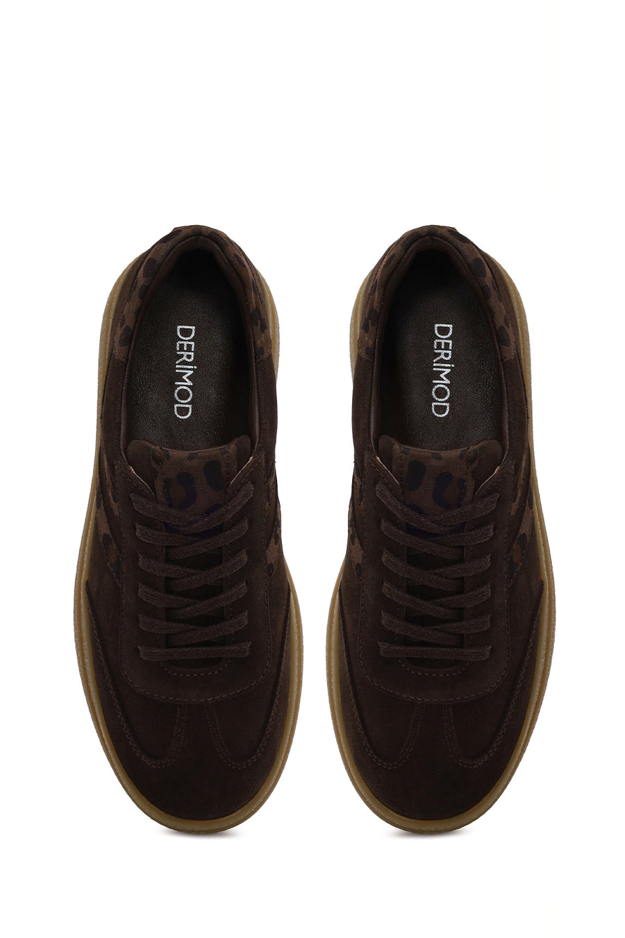 Woman Brown Lace-Up Suede Leather Sneaker
