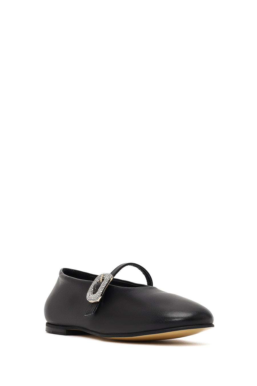 Women's Black Stone Leather Ballet Flats