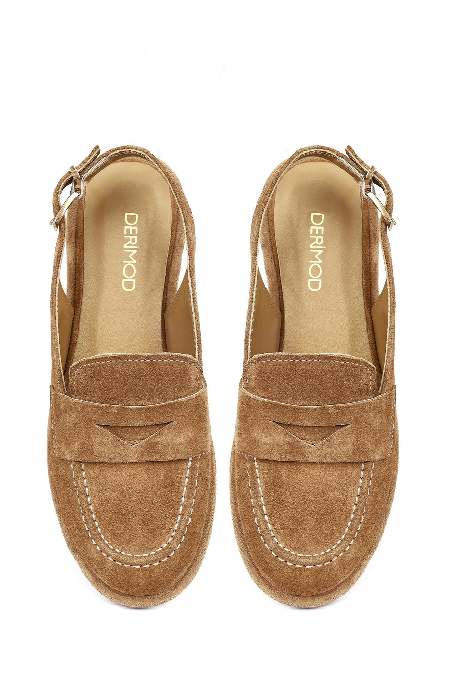 Women's Beige Backless Suede Leather Loafer