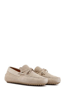 Men's Beige Suede Leather Loafer | Derimod