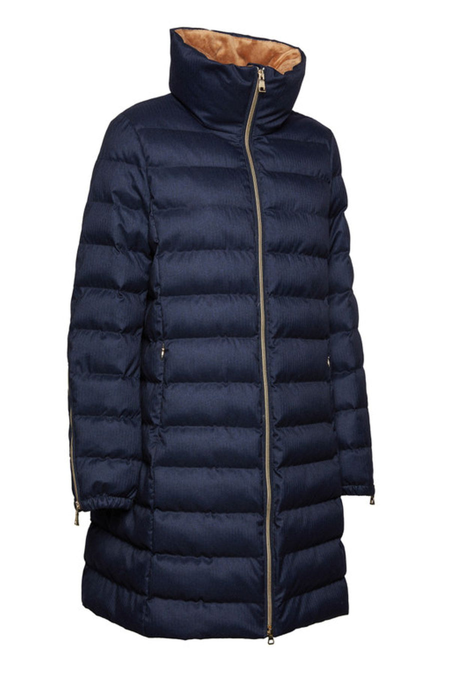 Geox Women's Dark Blue Ilde Long Coat with Fur Inside