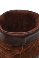 Woman Brown Chunky-Heel Suede Boots | Derimod