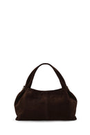 Woman Dark Mink Long Strap Suede Shoulder Bag | Derimod