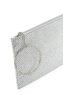 Woman Silver Chain-Strap Rhinestone Evening Bag | Derimod