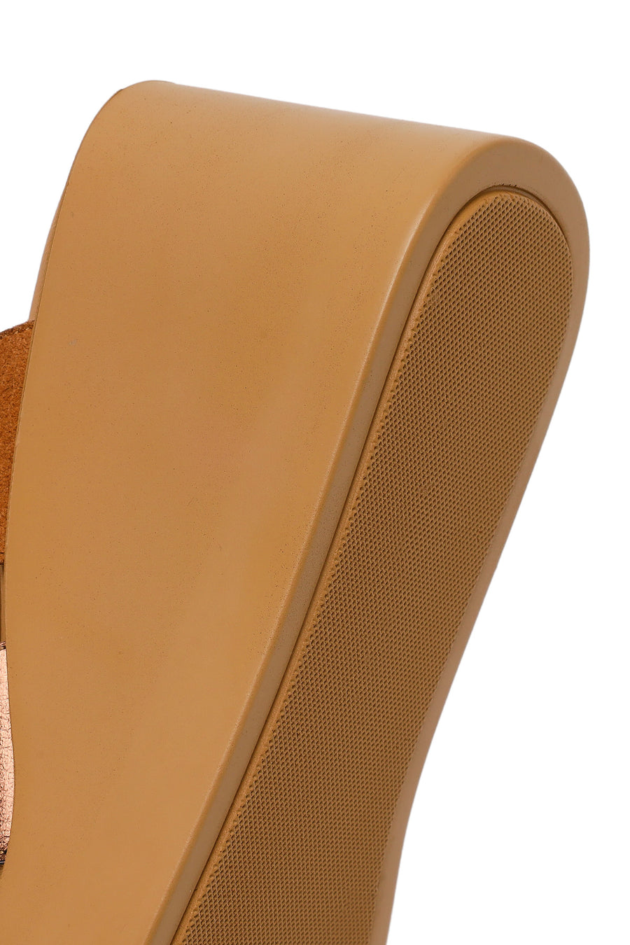 Woman Tan Wedge-Heel Suede Leather Comfort Slippers