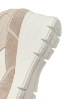 Woman Beige Lace-Up Wedge-Heel Suede Leather Sneaker | Derimod