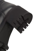 Women's Black Zippered Thick-Soled Leather Boots | Derimod