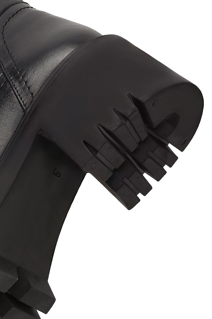Women's Black Zippered Thick-Soled Leather Boots