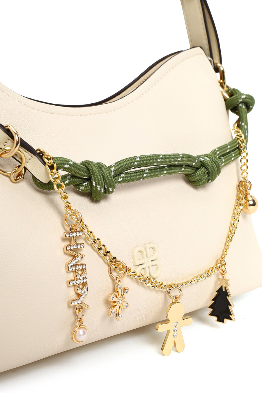 Woman Cream Charm Shoulder Bag