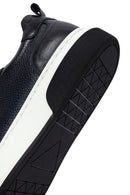 Erkek Lacivert Bağcıklı Kalın Tabanlı Deri Sneaker | Derimod