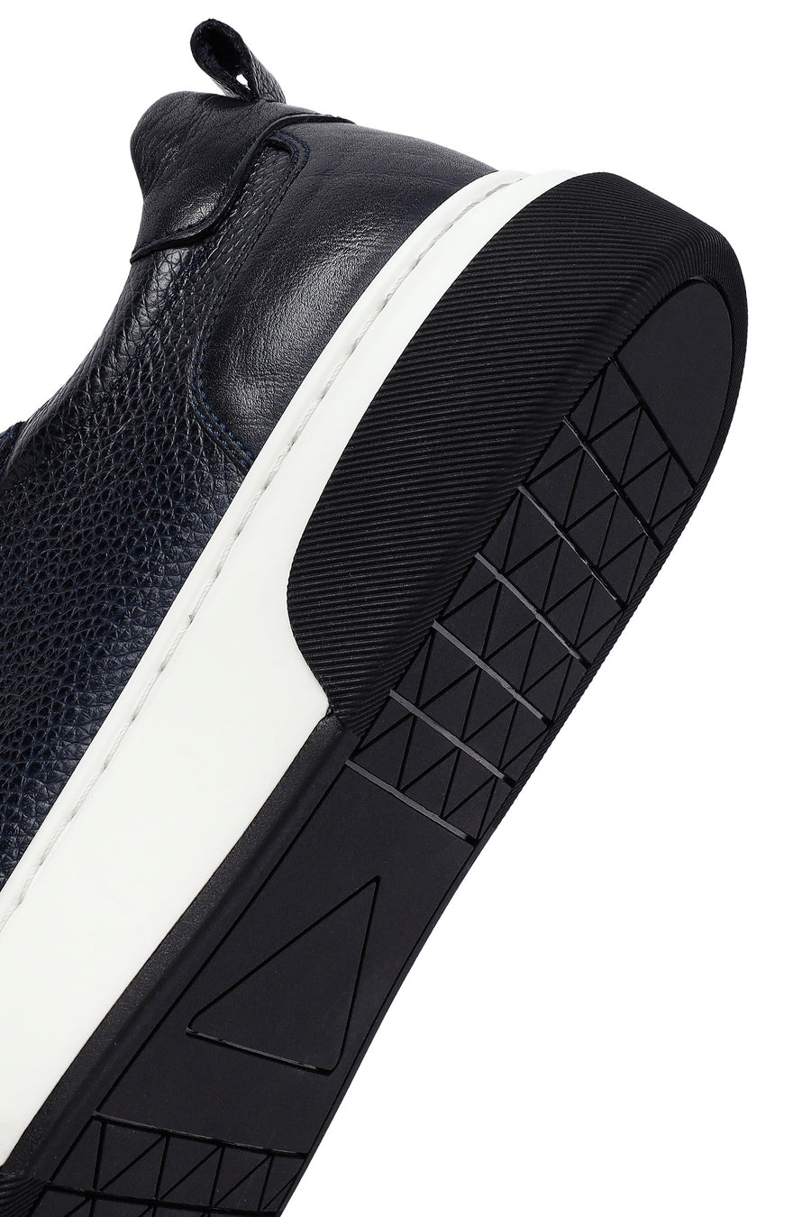 Erkek Lacivert Bağcıklı Kalın Tabanlı Deri Sneaker