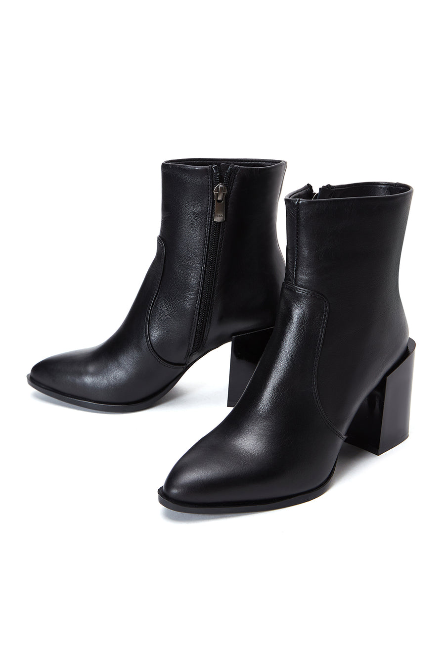 Women's Black Leather Heeled Classic Boots