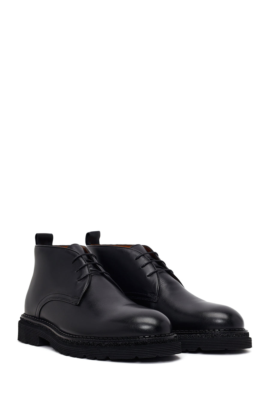 Male Black Lace-up Leather Casual Boots