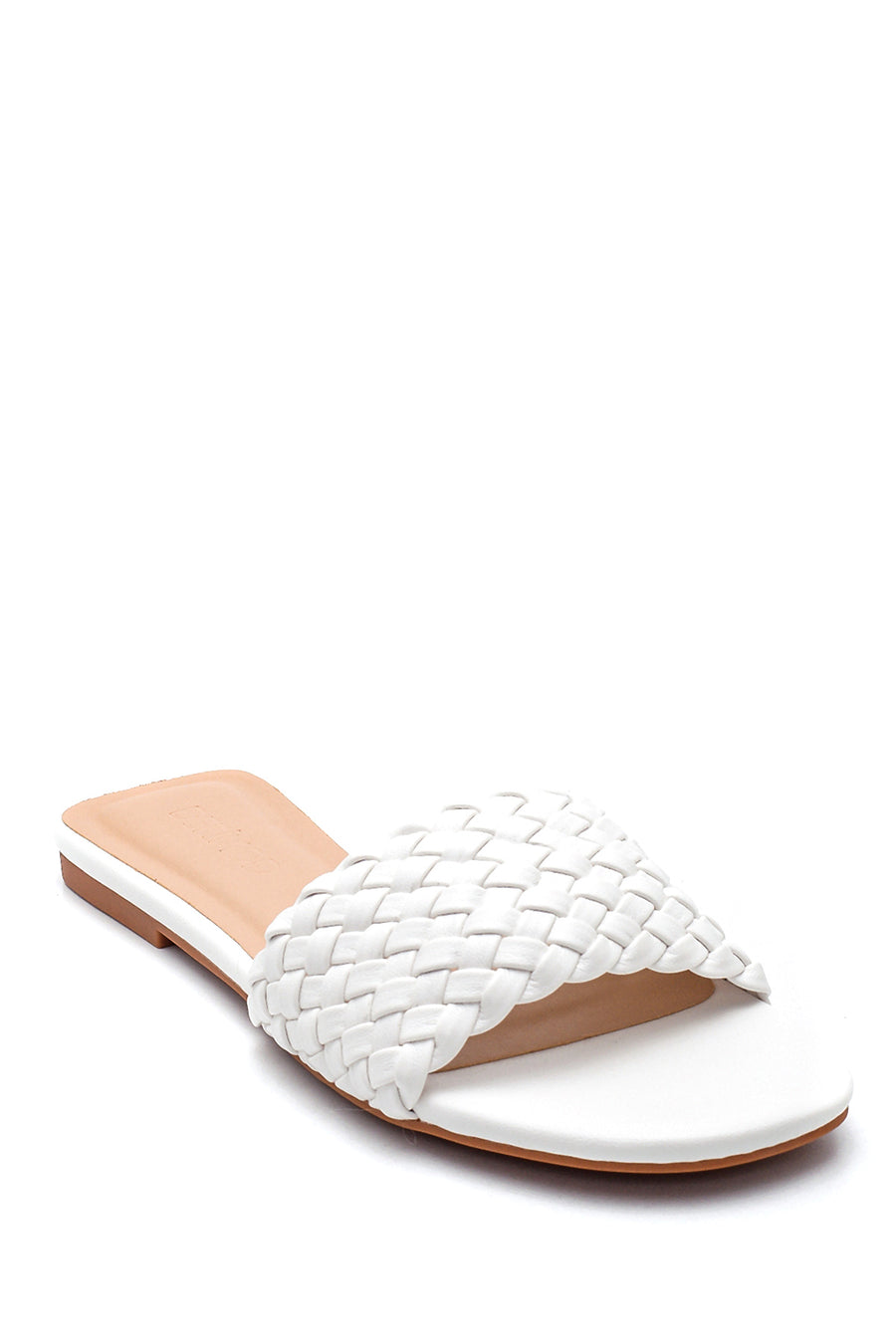 Women's White Braided Casual Flat Slippers