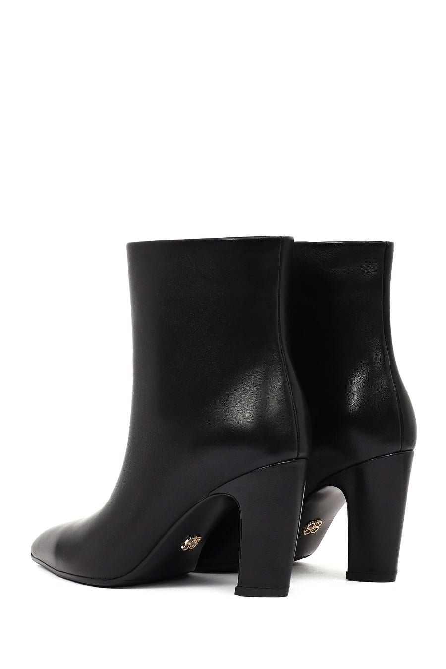 Women's Black Thick Heeled Leather Boots