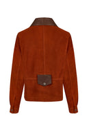Capri Woman Cinnamon Shirt Collar Short Suede Leather Jacket | Derimod