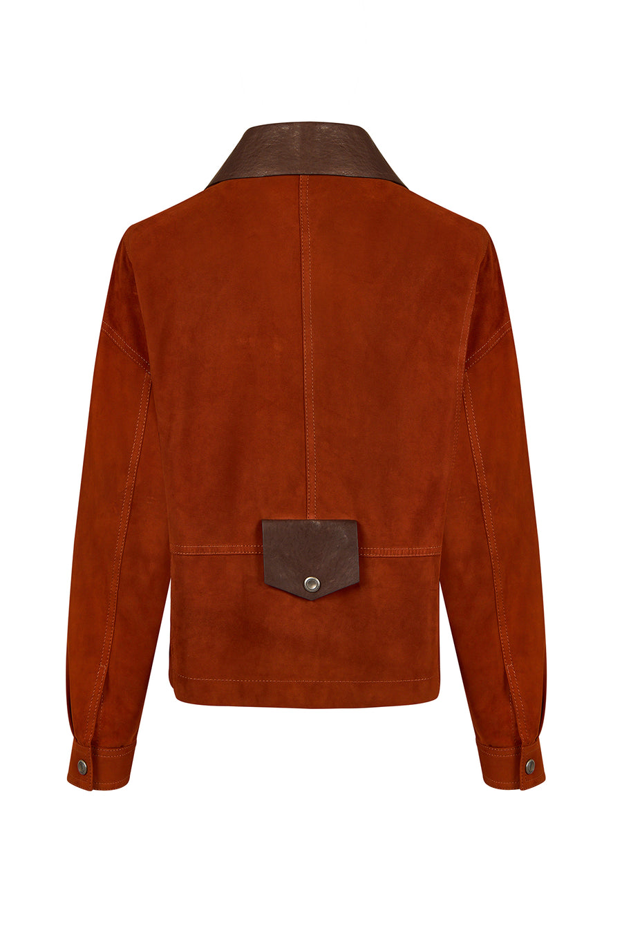 Capri Woman Cinnamon Shirt Collar Short Suede Leather Jacket