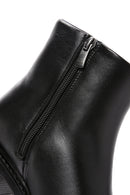 Women's Black Zippered Thick Heeled Leather Boots | Derimod